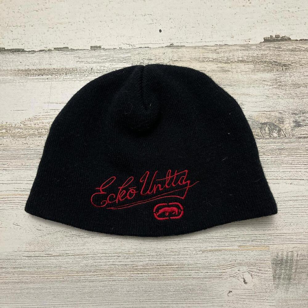 Y2K Ecko Unltd Cursive Embroidered Spellout Logo Beanie